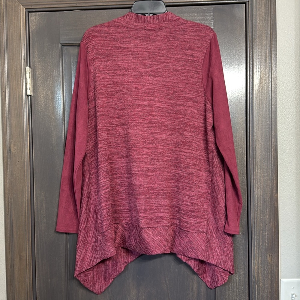 LOGO Lori Goldstein heathered red zip up cardigan with pockets Size L‎ - Picture 8 of 8